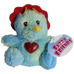 Fuzzy Friends - Baby Dinosaur with Red Baby Bonnet and Heart on Tummy